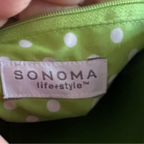 Sonoma life + style green straw weave purse bag wood/leather handle straps - Picture 6 of 6